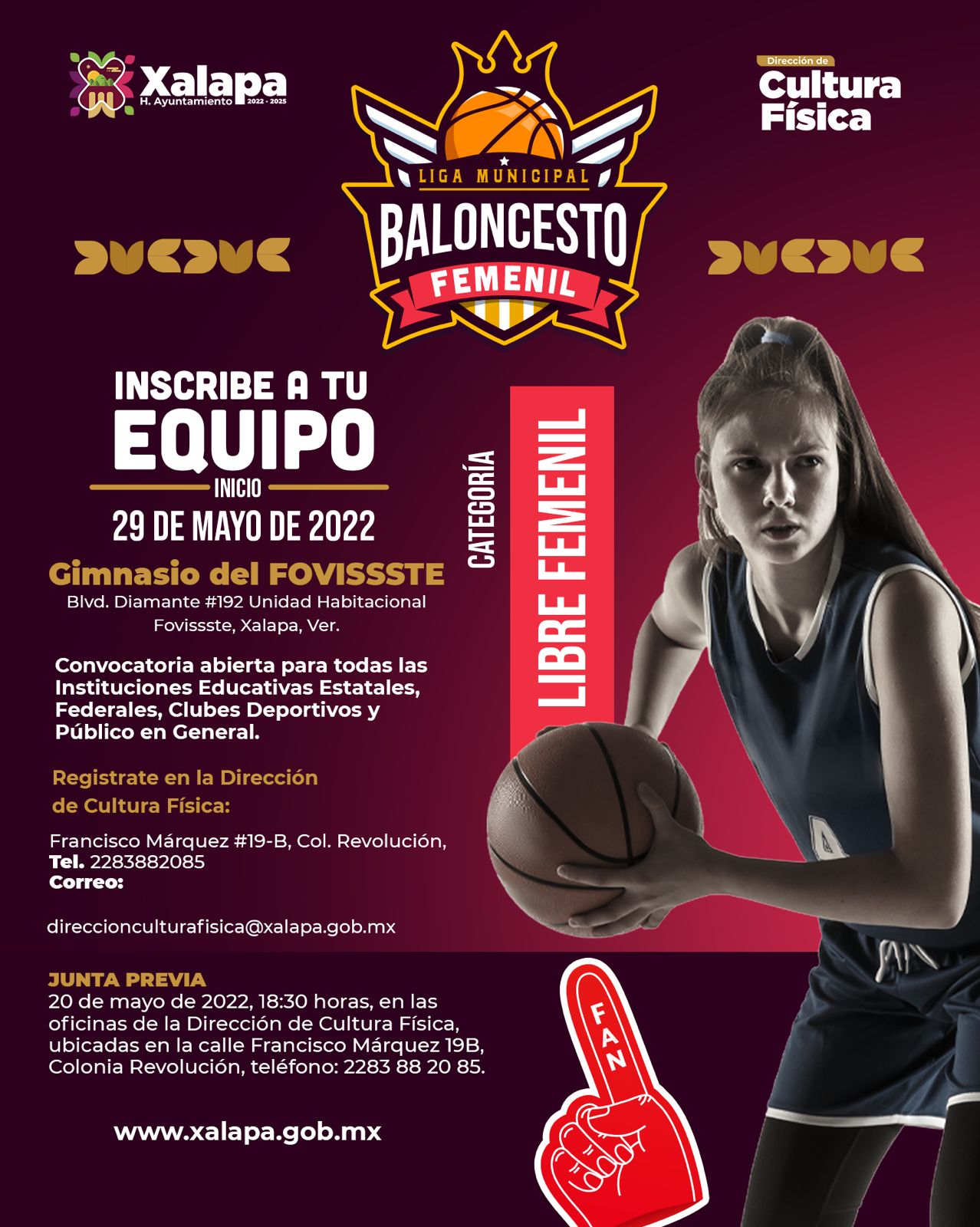 Invita Ayuntamiento de Xalapa a participar en la Liga Municipal de  Baloncesto Femenil - Golpe Político